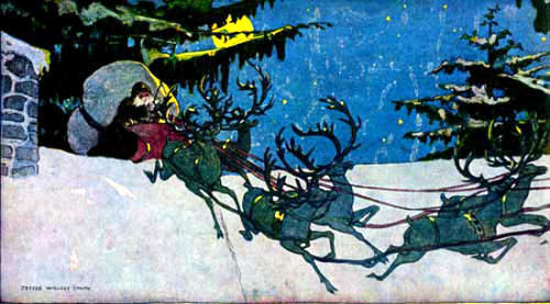 Twas the Night before Christmas - Sled with Reindeer - St. Nick