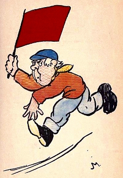 Man running with a Red Flag  - The Motor Car Dumpy Book