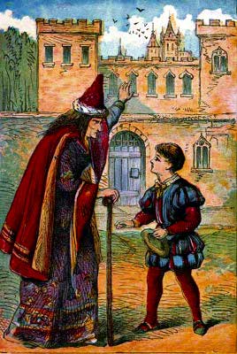 Jack and the Bean Stalk - Jack talking to lady about castle