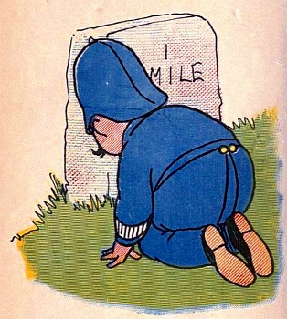 Policeman Hiding Behind a Mile Marker - The Motor Car Dumpy Book